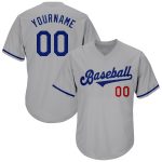 Custom Name Number Baseball Jersey Shirt Personalized Gray Red Rib-Knit Authentic Throwback Team Apparel Personalized Gray