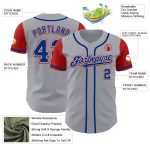 Custom Name and Number Two Tone Baseball Jersey - Personalized Gray Royal-Red Authentic Design Personalized Gray Royal-Red