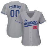 Custom Name and Number Baseball Jersey - Personalized Gray and Royal-Red Team Jersey Personalized Gray Royal-Red Baseball