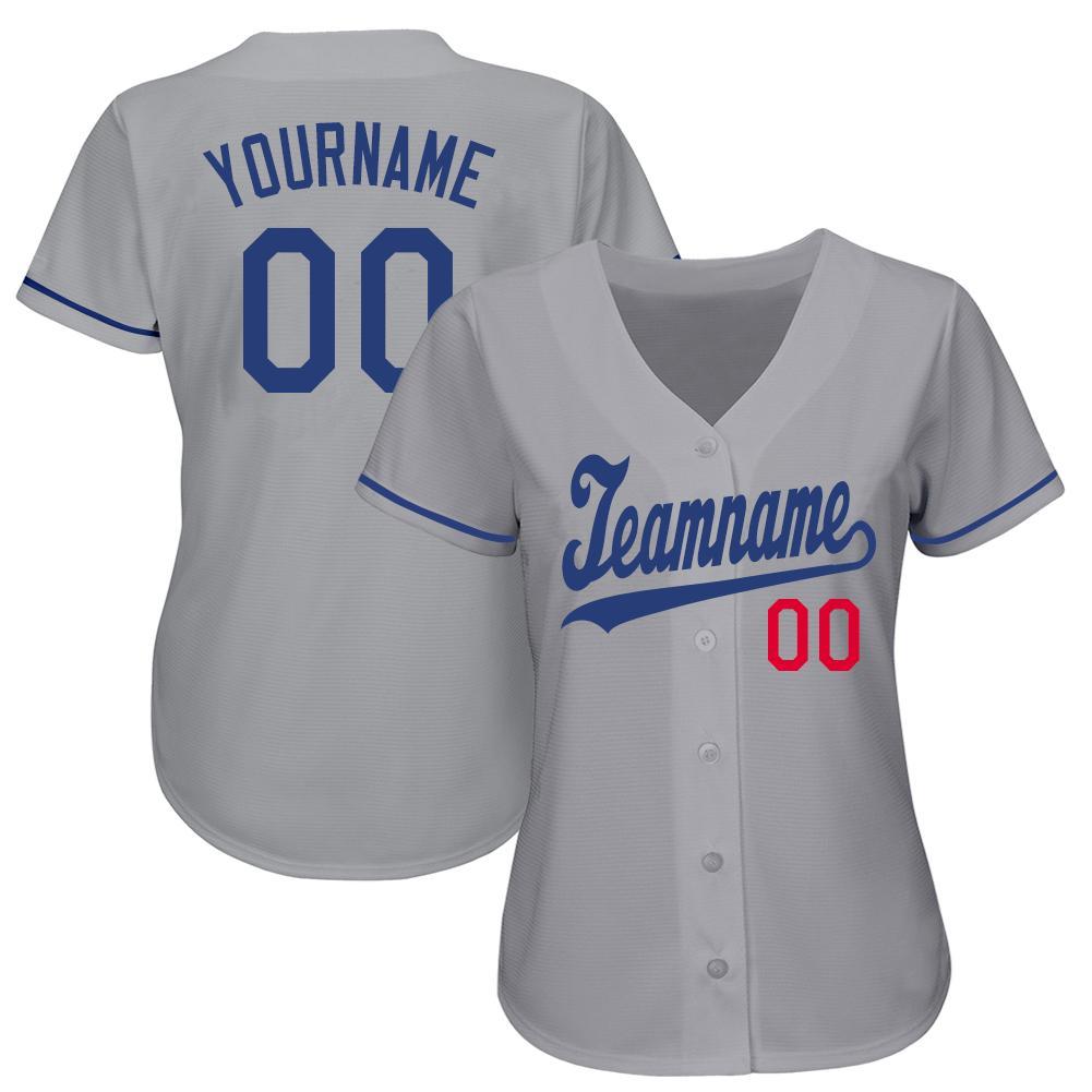 Custom Name and Number Baseball Jersey - Personalized Gray and Royal-Red Team Jersey Personalized Gray Royal-Red Baseball