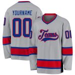 Personalized Royal-Red Gray Hockey Jersey for Custom Team Gear Personalized Gray Royal-Red Hockey Jersey
