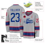 Custom Team Hockey Jersey with Personalized Name & Number in Gray and Royal-Red Personalized Gray Royal-Red Hockey Jersey