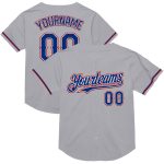 Personalized Gray Red Mesh Authentic Throwback Baseball Jersey for Men Personalized Gray Royal-Red Mesh Authentic Throwback