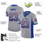 Personalized Custom Name and Number Football Jersey in Gray and Royal Red Mesh Design Personalized Gray Royal-Red Mesh Drift
