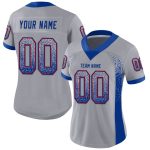 Personalized Custom Name and Number Football Jersey in Gray and Royal Red Mesh Design Personalized Gray Royal-Red Mesh Drift