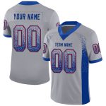Personalized Custom Name and Number Football Jersey in Gray and Royal Red Mesh Design Personalized Gray Royal-Red Mesh Drift