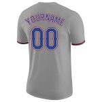Personalized Performance T-Shirt in Gray and Royal-Red for Men and Women Personalized Gray Royal-Red Performance T-Shirt