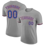 Personalized Performance T-Shirt in Gray and Royal-Red for Men and Women Personalized Gray Royal-Red Performance T-Shirt
