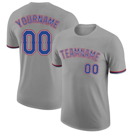 Personalized Performance T-Shirt in Gray and Royal-Red for Men and Women Personalized Gray Royal-Red Performance T-Shirt