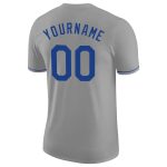 Custom Name and Number Performance T-Shirt - Personalized Gray and Royal-Red Team Apparel Personalized Gray Royal-Red Performance