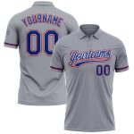 Custom Name and Number Personalized Royal-Red Golf Polo Shirt - Gray Performance Vapor Team Apparel Personalized Gray Royal-Red