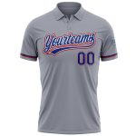 Custom Name and Number Personalized Royal-Red Golf Polo Shirt - Gray Performance Vapor Team Apparel Personalized Gray Royal-Red