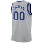 Custom Name Number Basketball Jersey Gray Royal-Red Round Neck Rib-Knit Team Uniform Personalized Gray Royal-Red Round Neck