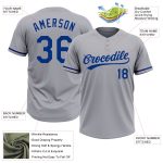 Custom Name and Number Unisex Gray Royal Softball Jersey - Personalized Two-Button Team Apparel Personalized Gray Royal Two-Button