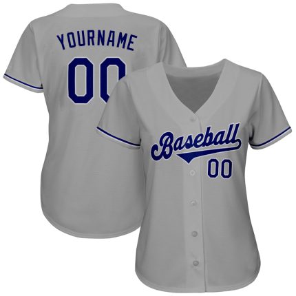 Personalized Gray Royal White Baseball Jersey - Authentic Custom Sports Apparel Personalized Gray Royal-White Authentic Baseball