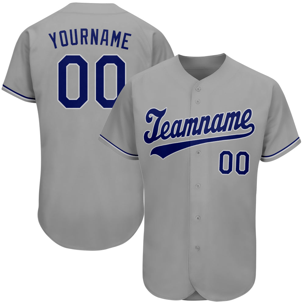 Custom Name Number Authentic Baseball Jersey - Personalized Gray Royal-White Team Gear Personalized Gray Royal-White Authentic