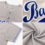 Custom Name Number Authentic Baseball Jersey - Personalized Gray Royal-White Team Gear Personalized Gray Royal-White Authentic