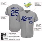 Custom Name Number Authentic Baseball Jersey - Personalized Gray Royal-White Team Gear Personalized Gray Royal-White Authentic