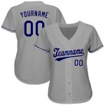 Custom Name Number Authentic Baseball Jersey - Personalized Gray Royal-White Team Gear Personalized Gray Royal-White Authentic
