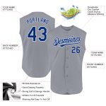 Personalized Gray and White Authentic Sleeveless Baseball Jersey for Men Personalized Gray Royal-White Authentic Sleeveless