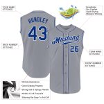 Custom Name and Number Authentic Sleeveless Baseball Jersey Gray Royal-White Personalized Team Apparel Personalized Gray