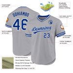 Personalized Baseball Jersey with Custom Name and Number, Gray Royal-White Authentic Throwback Team Design Personalized Gray