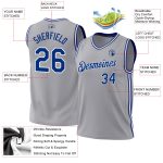 Personalized Gray Royal White Basketball Jersey - Authentic Throwback Design Personalized Gray Royal-White Authentic Throwback