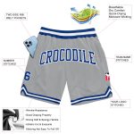 Custom Name and Number Personalized Gray and White Throwback Basketball Shorts Authentic Team Gear Personalized Gray Royal-White