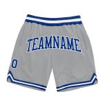 Custom Name and Number Personalized Gray and White Throwback Basketball Shorts Authentic Team Gear Personalized Gray Royal-White