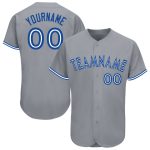 Custom Name and Number Gray Royal-White Baseball Jersey | Personalized Team Apparel Personalized Gray Royal-White Baseball