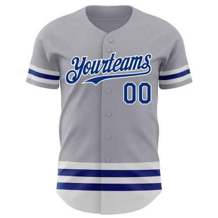 Custom Name and Number Gray Baseball Jersey - Personalized Royal-White Line Authentic Team Jersey Personalized Gray Royal-White