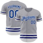Custom Name and Number Gray Baseball Jersey - Personalized Royal-White Line Authentic Team Jersey Personalized Gray Royal-White