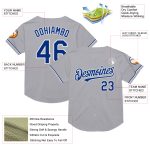 Custom Gray White Mesh Baseball Jersey with Personalized Name and Number - Authentic Throwback Design Personalized Gray Royal-White