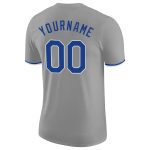 Custom Team Performance T-Shirt with Personalized Name and Number - Gray Royal-White Personalized Gray Royal-White Performance