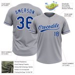 Personalized Gray Royal White Two-Button Unisex Softball Jersey for Men and Women Personalized Gray Royal-White Two-Button