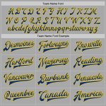 Custom Name Number Gray Yellow Bomber Varsity Letterman Jacket Personalized Full-Snap Team Apparel Personalized Gray Royal-Yellow