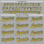 Custom Name and Number Varsity Letterman Bomber Jacket Gray Royal-Yellow Two Tone Full-Snap Personalized Gray Royal-Yellow