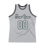 Custom Name and Number Personalized Basketball Jersey - Gray Silver-Black Authentic Throwback Design Personalized Gray Silver-Black
