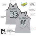 Custom Name and Number Personalized Basketball Jersey - Gray Silver-Black Authentic Throwback Design Personalized Gray Silver-Black
