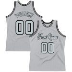 Custom Name and Number Personalized Basketball Jersey - Gray Silver-Black Authentic Throwback Design Personalized Gray Silver-Black