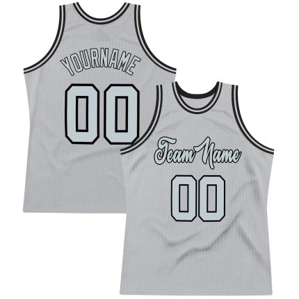 Custom Name and Number Personalized Basketball Jersey - Gray Silver-Black Authentic Throwback Design Personalized Gray Silver-Black