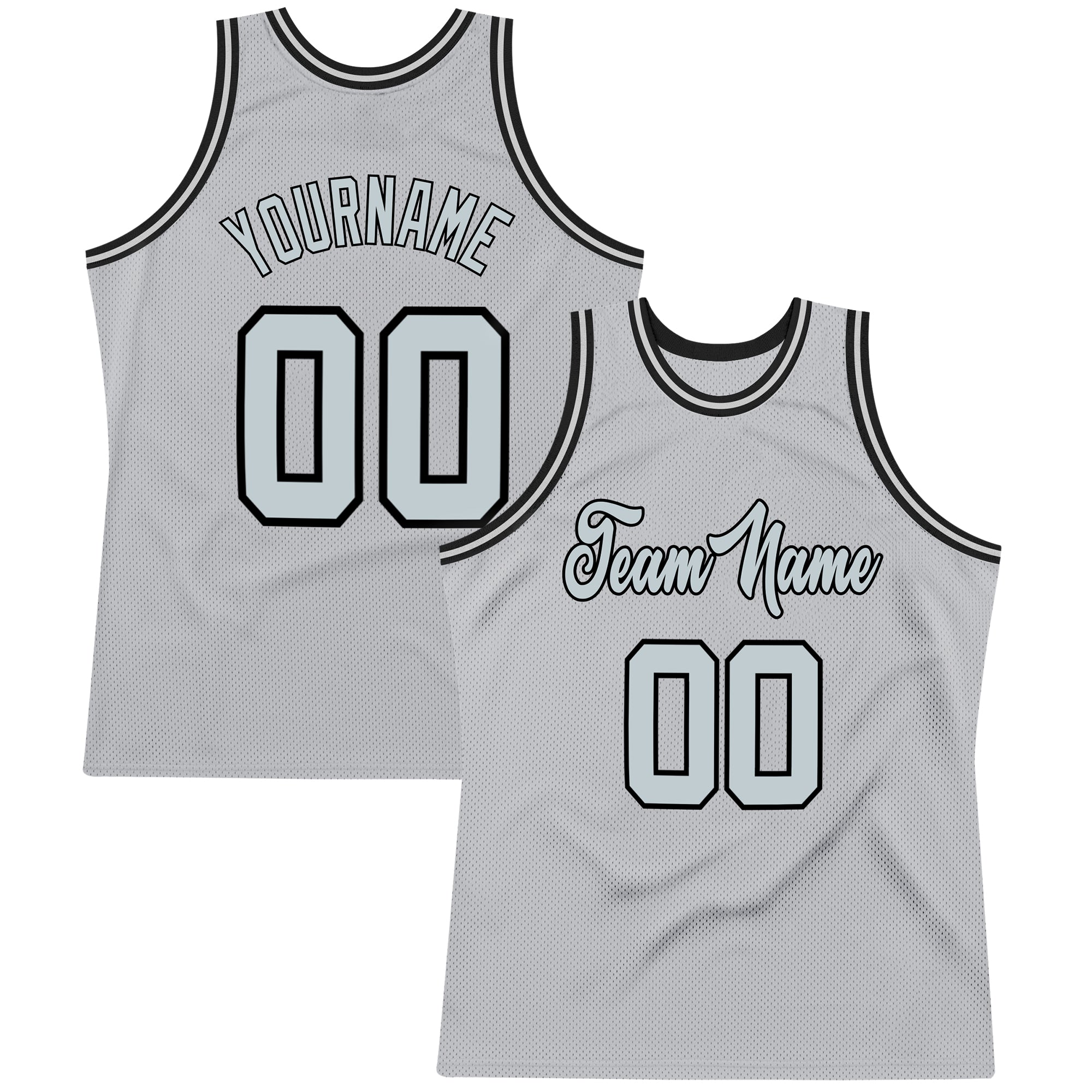 Custom Name and Number Personalized Basketball Jersey - Gray Silver-Black Authentic Throwback Design Personalized Gray Silver-Black