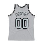 Custom Name and Number Personalized Basketball Jersey - Gray Silver-Black Authentic Throwback Design Personalized Gray Silver-Black