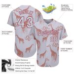 Custom Name and Number Authentic Baseball Jersey - Personalized 3D Gray Silver-Cardinal Giraffe and Snake Design Personalized