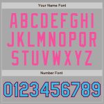 Personalized Gray Blue Black Pink Two Tone Varsity Letterman Bomber Jacket Personalized Gray Sky Blue Black-Pink Bomber Full-Snap
