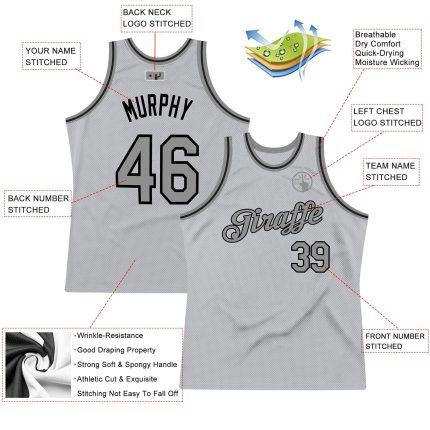 Custom Gray-Black Basketball Jersey with Name and Number - Personalized Authentic Throwback Design Personalized Gray Steel