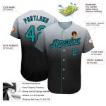 Custom Name and Number Baseball Jersey in Gray Teal-Black - Authentic Fade Fashion Team Style Personalized Gray Teal-Black