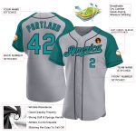 Custom Name and Number Personalized Baseball Jersey Gray Teal Black Authentic Raglan Sleeves Personalized Gray Teal-Black
