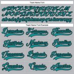 Custom Name and Number Hockey Jersey in Gray Teal-Black with Lace Neck Personalization Personalized Gray Teal-Black Hockey