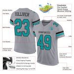 Customizable Gray Teal-Black Authentic Football Jersey with Personalized Name and Number - Team Spirit Gear Personalized